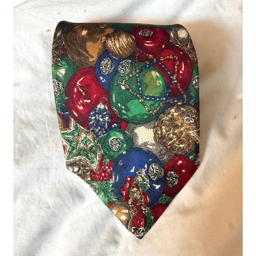 Robert Talbott Necktie Mens OS Multicolor Excellent Silk Christmas Ornaments